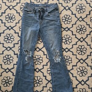 Old Navy Blue Flare Distressed Jeans
